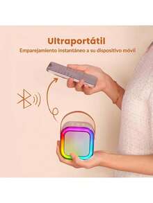 Altavoz de karaoke Bluetooth portátil con 2 micrófonos: efectos de voz, luces de colores y tecnología Bluetooth 5.0. - Beis - Ver 7