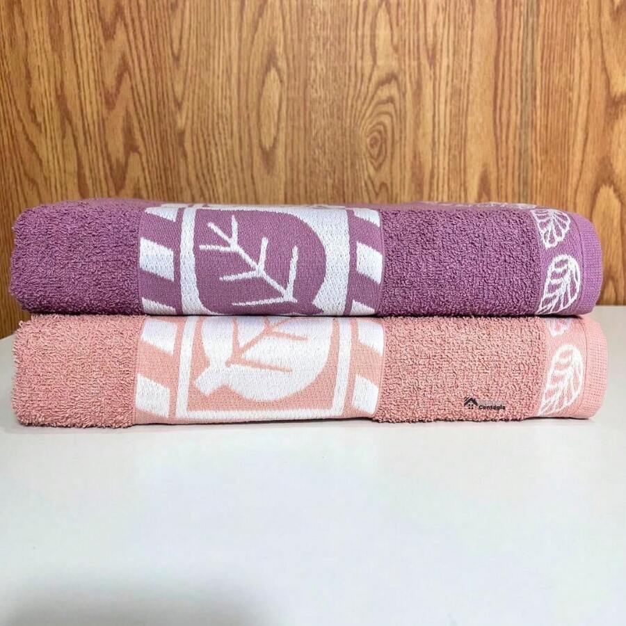 Toalha de Banho Grande e Felpuda Macia Algodão 2 unidades Bordadas Algodão