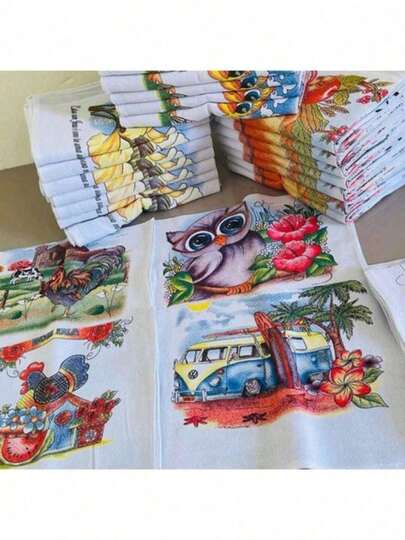 Kit 5 Pano de Prato Pano de Copa Cozinha Estampado