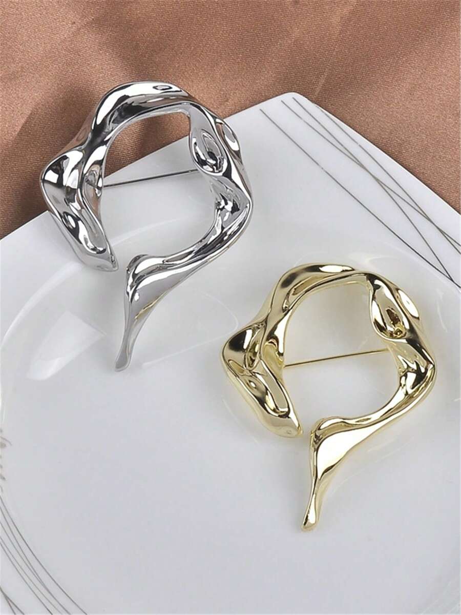 1 chiếc trâm cài hình tròn hình học tối giản sáng tạo, trâm cài hoa dung nham lỏng bất đối xứng, phù hợp cho nam và nữ, mọi mùa - vòng hình học - Xem 1