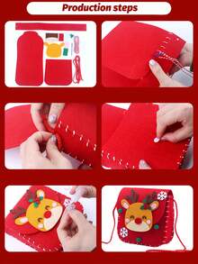 1pc Christmas Gift Bag, Handmade Mini Shoulder Bag, Felt Christmas Gift Bag, DIY Craft Kit, Christmas Eve Apple Bag, Candy Bag, Handmade Gift Suitable For Children