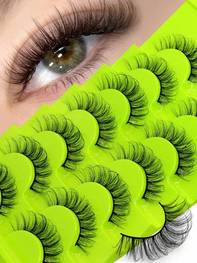 7 pares de pestañas postizas de estilo manga, pestañas falsas de visón sintético de ojo de gato, pestañas falsas de anime de aspecto natural, esponjosas y difuminadas, herramientas de maquillaje (GA04)