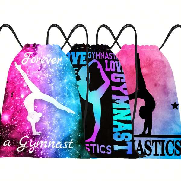 3 piezas, Mochila de gimnasia y yoga - Mochila de cordón, Bolsa de gimnasio para entusiastas de la danza y la gimnasia, Almacenamiento plegable, Bolsa de cordón, Bolsa de natación, Ligera, Gran capacidad, Almacenamiento de zapatos, Bolsa deportiva, Bolsa de viaje de fitness y yoga, Regalo para aficionados al fútbol 16in*13in