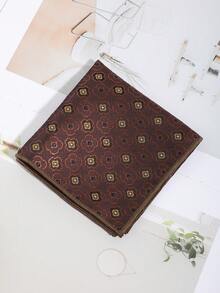 1pc Fashionable & Versatile Men's Plaid Floral Pattern Pocket Square Handkerchief, Suit Accessory Suitable For Party, Banquet And Daily Wear