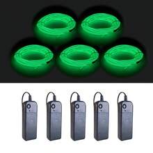 Balabaxer 5 件装 9 英尺 El Wire 套装，多种颜色可选，配有便携式电池盒，可用于 KTV 家庭聚会音乐节等场合，可安装在服装上跳舞使用，灯光绚丽 - 綠色 - 查看 8