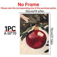 Half A Red Christmas Tree Ornament Print. Red Christmas Ornament. Printable Christmas Canvas Wall Art. Warm And Vintage Style Print. Warm And Festive Print Canvas Wall Art, Room Poster, Home Decor, Room Decor Aesthetic, Room Decor Supplies. Room Decor, Optional Frame - 2PCS - View 15