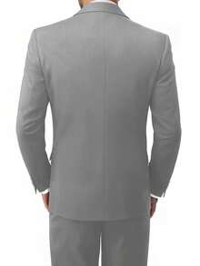 Men's Fashion New Slim Fit Solid Color Stretch 3 PiecesSuit Set, Includes Blazer, Vest And Trousers, Business Formal Wear - Light Grey - View 3