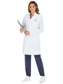 Front Button Long Sleeve Long Lab Coat/ Uniform Jacket With Pockets