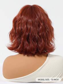 10 Inch Short Wavy Red Wig, Women's Synthetic Deep Red Wig, Suitable For Daily Wear, Perfect For Halloween And Christmas - Red - View 7