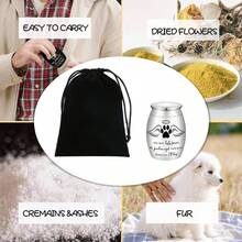 1.57 Inches Small Black Pet Urn Ashes U2013 Keepsake Aluminum Memorial Urn With Engraved Paw Print Design U2013 Cats, Dogs Tiny Pets