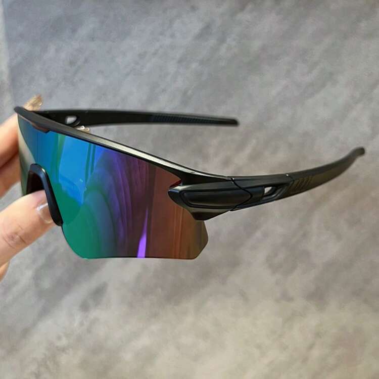 1pc Unisex Half-Frame Integrated Lens Cycling Glasses, New Wrap-Around Style Fashion Sports Eyeglasses, Suitable For Cycling, Running, Hiking And Various Outdoor Activities - Multicolor - View 9