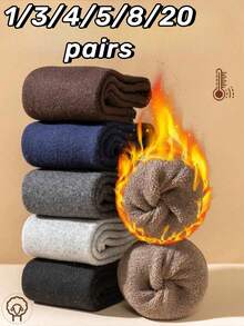 20 paia di calze uomo in morbida lana, calze invernali, calze da neve, calze termiche, adatte per sci, ciclismo, sport all'aperto, regali di Natale/Ringraziamento/Capodanno, calze confortevoli per la vita quotidiana, calze da running alla moda per esterni - Multicolore - Visualizzare 25