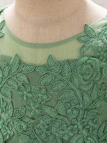 Baby Girls' Pink Long Sleeve Elegant Tulle Princess Dress, Suitable For Parties - Green - View 4