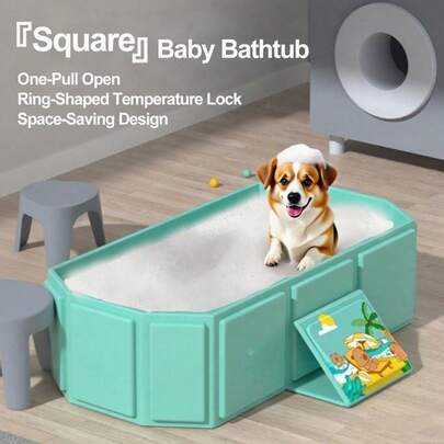 1pc Portable Thick Foldable Bathtub (Pink Or Green), Anti-Slip Base, Suitable For Travel And Small Spaces