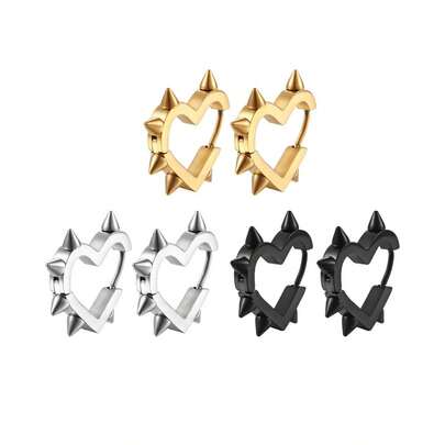 Gothic Y2K Heart Earrings, Hoop Spike Punk Grunge Dangle Earrings For Women, Emo Christmas Goth Jewelry Gift
