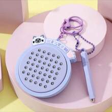 1pc Creative Cartoon Cat Magnetic Steel Ball Painting Board Keychain, Practical Bag Pendant Magnetic Steel Ball Painting Board Keychain, Fun Stress Relief Toy