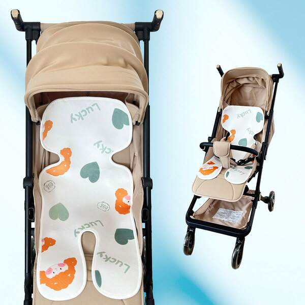 1pc Warm Baby Stroller Pad - Crystal Velvet Fabric, Cartoon Lucky Girl Pattern Design, Comfortable And Warm Baby Stroller Pad Suitable For Cold Autumn/Winter, Baby Stroller Accessory | Exquisite Cartoon Pattern Design | Fit Design, Outdoor Baby Pad, Daily Use, Soft Baby Pad.