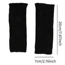 Women's Plush Half Finger Gloves, Warm Fingerless Knitted Mittens, Suitable For Writing & Outdoor, Autumn/Winter,School - A - View 4