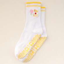 1Pair/Pilates Grip Socks For Women Yoga Grippy SocksCute Barre Non Skid Athletic Crew Sticky Sock Workout