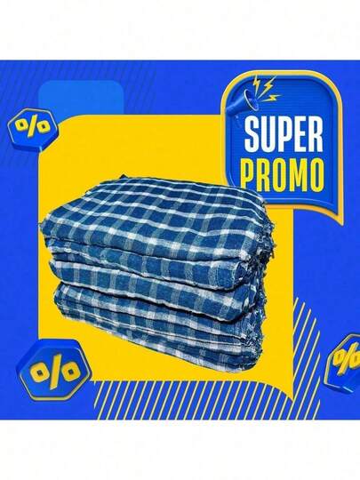 5 Pano De Chão Premium Atacado xadrez Grande Kit Com 5 Peças Saco Qualidade