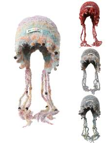 女士手工针织可爱猫耳毛绒帽，秋冬新款朋克甜美Y2K俏皮柔软针织帽，时尚百搭 - 針織帽 - 查看 9