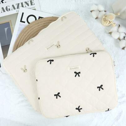 可爱菱格刺绣蝴蝶结平板电脑包笔记本电脑包 兼容MacBook 满满少女心