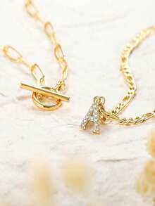 2 Pieces/Set Of Double Layer Wear Fashion Exquisite 3:1 Stainless Steel Necklace, A-Z Copper Inlaid Zirconia English Letter Pendant Women's Multi-Layer Necklace Jewelry, Ramadan, Valentine's Day Gifts