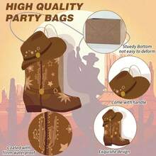 Sacola de Presente para Festa Cowboy, Sacola de Papel com Botas de Cowboy, Guloseimas, Sacola de Presente com Alça de Botas e Chapéu de Cowboy, Suprimentos para Festa de Aniversário de Cowboy e Despedida de Solteiro. O Tema é Rodeio. Sacola de Bottom Quadrado, Serigrafia. Itens de Moda, Selvageria/Liberdade/Sangue/Ousadia/Individualidade. Cosplay, Festivais e Presente para Amigos, Família e Colegas. Dia de Natal (Algumas Partes São Enviadas Aleatoriamente).