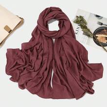 1pc Women's Classic Retro Solid Color Crinkle Breathable Soft Headscarf, Ladies' Versatile All-Season Fashion Headwrap, Multi-Functional Outdoor Windproof, Decorative Elegant Scarf, Shawl