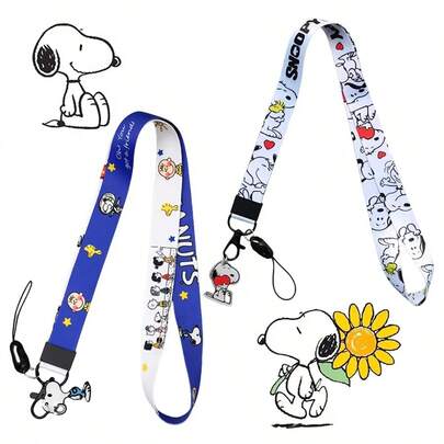  1 pieza Cordón para teléfono móvil estilo Kawaii Snoopy - Correa cruzada para el cuello linda con colgante de anime, cuerda larga ajustable universal con clip, accesorio antiperidida para teléfono móvil para mujeres y niñas