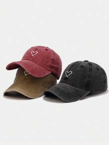 3pcs Set Adjustable Women Heart Pattern Baseball Cap, Suitable For Daily Life And Outdoor Leisure Sports - Multicolor - View 7