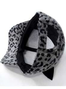 Gorra de béisbol con estampado de leopardo vintage para mujer, gorra con cierre a presión de felpa cálida, estilo coreano versátil para protección solar, otoño/invierno