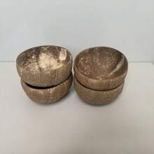 6pcs Handmade Natural Coconut Shell Bowls, Asymmetric Round Shape Made Of Natural Coconut - Natural Wooden Salad Bowl, Smoothie Bowl - High Quality Vegan Kitchen Utensils, Star Pattern Design, Gift