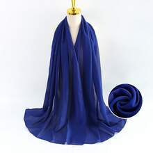 1 Stück Damen Lässig einfarbiger weicher Modal Rüschen Saum Kopftuch, konservatives einfarbiges Tuch geeignet für den täglichen Gebrauch - marineblau - Übersicht 8