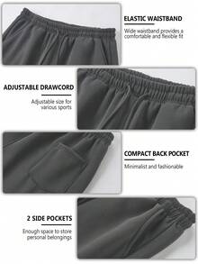 Blueplus Men's Solid Color Drawstring Sports Pants Jogging Pants Suitable For Outdoor Jogging Gym Fitness,1pc Nine-Point Pants,  Spring And Autumn Sports Casual Pants Sweatpants For Men - 深灰色 - 查看 6