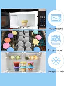 12pcs Mini Sauce Containers With Lids, 2oz Reusable Condiment Cups With Measurement Markings, Portable Salad Dressing Jars, Small Plastic Food Storage Containers, Leak-Proof, Microwave & Fridge , For Travel, Picnic, School, Lunch, Holidays, Parties, Christmas, Halloween, Mother's Day, Valentine's Day - Multicolor - View 9