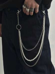 1 pieza Accesorio de cinturón unisex; Cadena de cinturón con decoración de calavera, estrella y cruz de estilo punk de metal remachado, de múltiples capas, adecuada para adolescentes, para uso en verano, deportes al aire libre, viajes, vacaciones, regalos de graduación, decoración de fiestas de cumpleaños o uso diario.