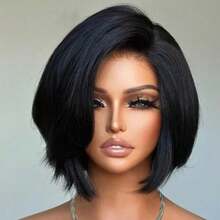 13x4 Lace Frontal Free Part Straight Short Bob Wigs Human Hair 1B# Color 13x4 Transparent Lace Malaysian Remy Human Hair With Pre Plucked Natural Hairline 10 Inch Human Hair Wigs For Women's Holiday Party Daily Wear Music Festival Mother's Day Carnival Valentine's Day Halloween All Saints' Day Christmas Day Cosplay Spring Summer Autumn Winter Local Warehouse Wear And GO New Product Discounts Wigs For Women - màu đen - Xem 11