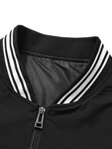 Jachetă Varsity pentru femei, toamnă și iarnă, jachetă bomber de baseball, haină exterioară în stil universitar cu fermoar alb-negru, jachetă casual la modă pentru fete