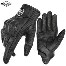 ALPINES FOX New Motorcycle Cycling Gloves Black Summer Leather Motocross Scooter Gloves Retro Biker Touchscreen Motorcyclist Gloves