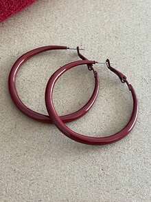 1 Pair Vintage Red Square & Round Dangle Earrings, Suitable For Women To Wear On Vacation, Parties, Dates, Birthdays, Mother's Day Gifts