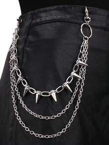 Punk Metal Multi-Layer Rivet Waist Chain, Stage Performance Outfit Accessory, Denim Jeans Decoration, Daily Matching Accessory