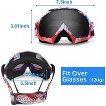 Motorcycle Goggles Dirt Bike Goggles Windproof ATV Dustproof Racing GogglesScratch Resistant Ski Goggles Protective Safety Glasses PU Resin Black Frame+Color Lens - Red Frame+grey Lens - View 6