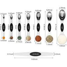 Aovchei 8 PCS Magnetic Measuring Spoons Set, Dual Sided, Stainless Steel Small Tablespoon, Teaspoons, Fits In Spice Jars, For Dry And Liquid, Black