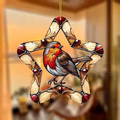 1 pieza Atrapasol de pájaro pequeño de acrílico en 2D, decoración de ventana de colores para dormitorio, sala de estar, cocina, decoración de pared, decoración del hogar de fantasía, ideas de regalo para celebración de inauguración de casa