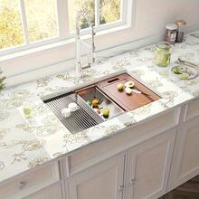 Golden Floral EVA Non-Adhesive Shelf Liner Roll - Waterproof, Non-Slip Cabinet And Drawer Mat For Kitchen, Bathroom, And Pantry Organization