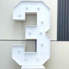 1Pc 3FT/91.5cm/36inch Light Up Digital Marquee Frame KT Board Number 0-9 Plug-In KT Board With Bracket LED Party Decorative Light For Birthday Party Anniversary Decoration - White - View 21