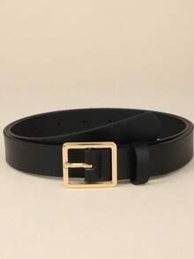 1 Pc Women's Black PU Material High-End Waist Belt Attached Dress Fall, Autumn, Halloween