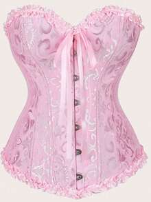 Palace Style Corset With Boning To Shape Waist And Push Up Bust, Sexy Jacquard Shapewear Top, Suitable For Wearing With A Dress, 1pc