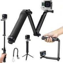 4-In-1 Foldable Camera Monopod With Tripod & Non-Slip Handle - Compatible With Hero 13/12/11/10/9/8/7/6/5/4/3, SJCAM Action Cameras - Adjustable Selfie Stick, Portable Travel Tripod For Vlogging, Photography, Travel Photography Gear, Versatile Camera Support, Durable Construction